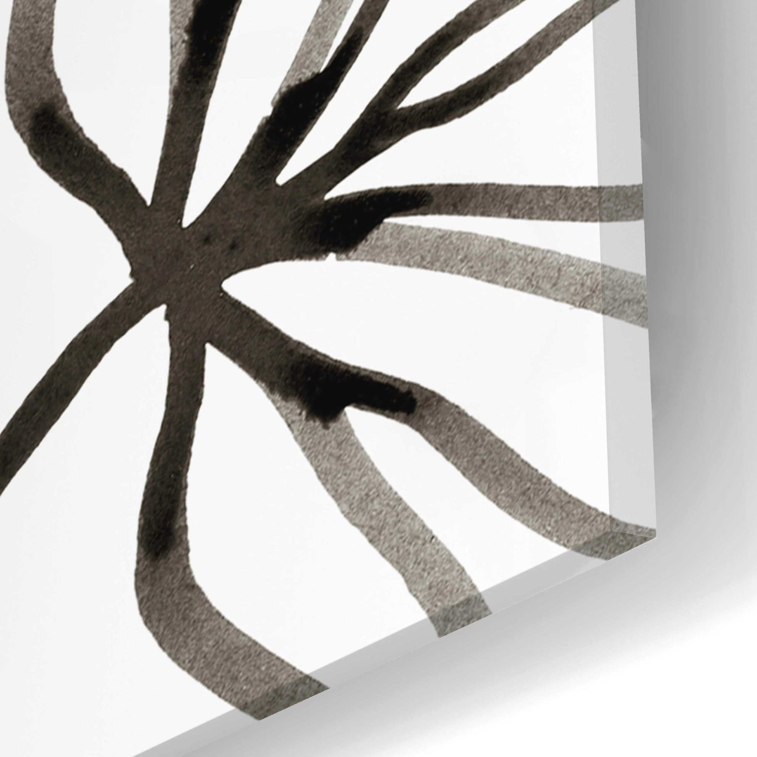 Flora Kouta 'Monochrome Flowers III' Abstract Acrylic Glass Wall Art - 16x24 Inches Modern Home Decor for Living Room, Bedroom & Office