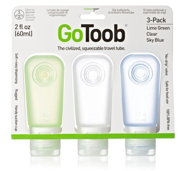 Humangear GoToob 55mL (3-Pack) - Leak-Proof Travel Bottles for Toiletries, Cosmetics & Liquids | Perfect for TSA Carry-On, Gym, Camping & Air Travel