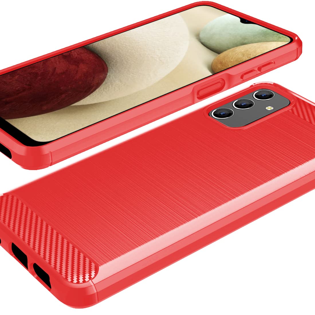 Osophter Shock-Absorption Flexible TPU Rubber Protective Case for Samsung Galaxy A13 4G/5G & A04S with Screen Protector - Durable Phone Cover for Everyday Use, Travel & Outdoor Activities (Red)