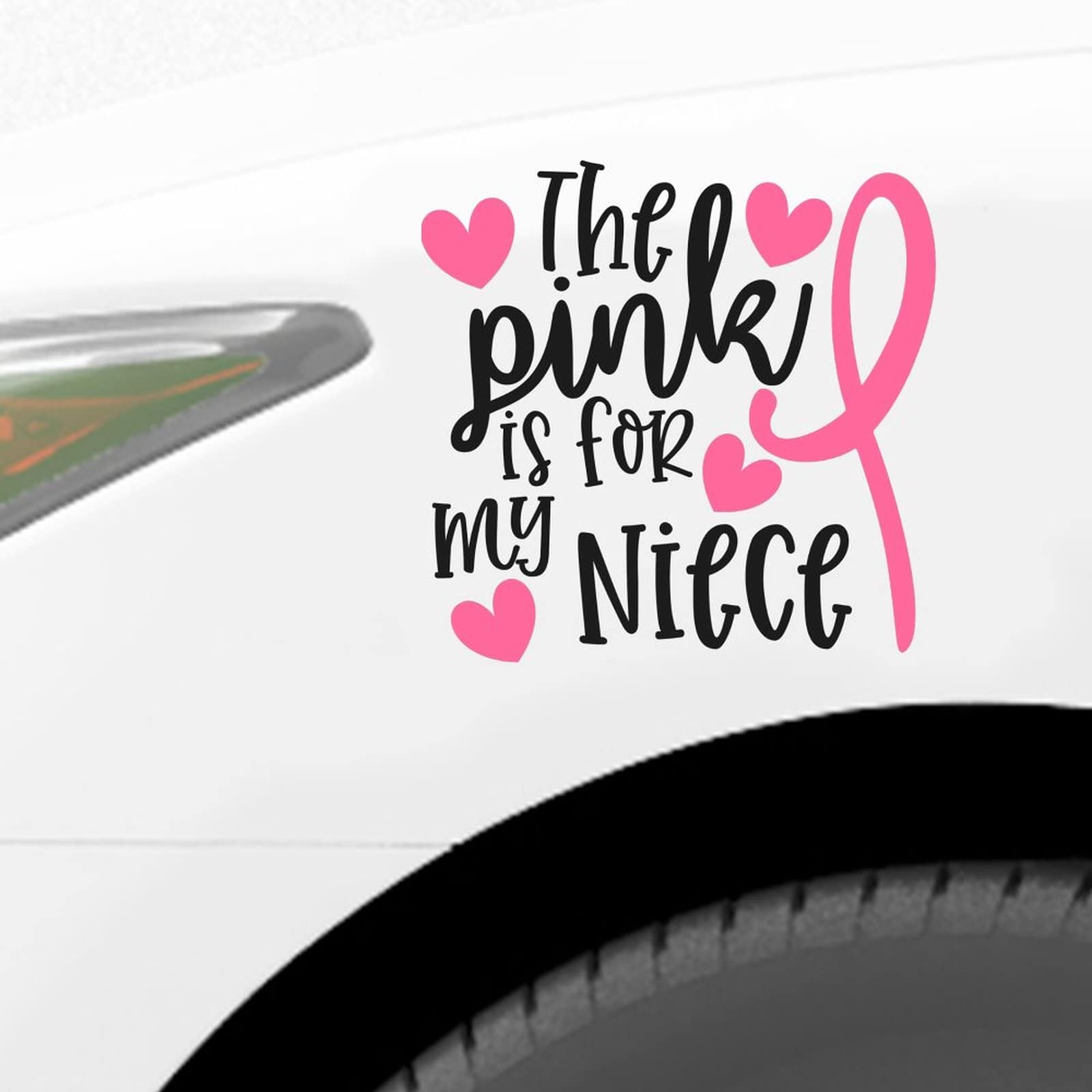 Pink Cancer Awareness Vinyl Decal - Car, Laptop, Truck, Window, Wall Sticker - Warrior Gift for Niece, Breast Cancer Ribbon Decor for Vehicles & Personal Items