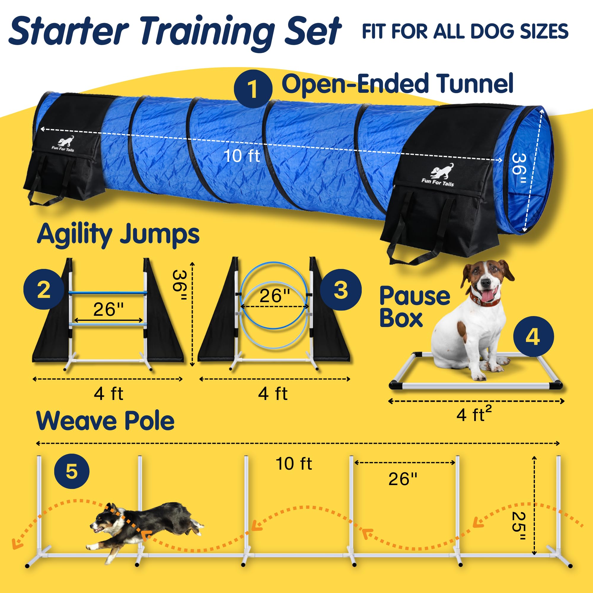 Premium Dog Agility Training Kit with Adjustable Hurdles, Tunnel & Treat Pouch - Complete Starter Set for Backyard Agility Courses, Puppy Training & Outdoor Exercise - Includes Jump Bars, Collapsible Tunnel, Tennis Ball & Training Rope for Small to Medium Dogs