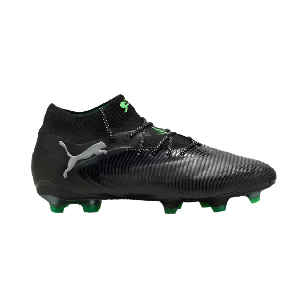 Puma Future 8 Ultimate FG Football Boots for Men - Black/Grey/Fluo Green Soccer Cleats - Lightweight & Comfortable for Professional Matches & Training Sessions