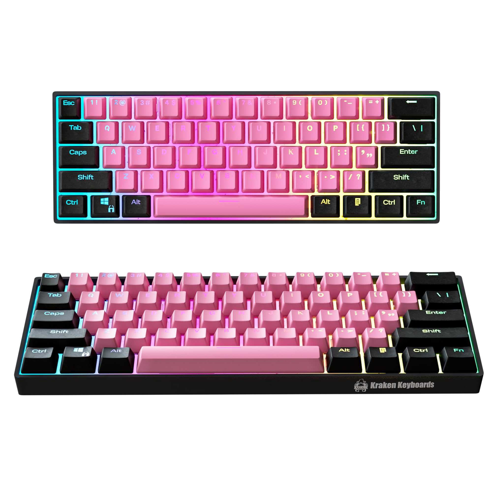 KRAKEN KEYBOARDS Kraken Pro 60 | 60% Hot Swappable Mechanical Gaming Keyboard with Silver Switches - Compatible with PC, MAC, Xbox & PlayStation - Perfect for Esports, Streaming & Office Work (BLINK Edition)