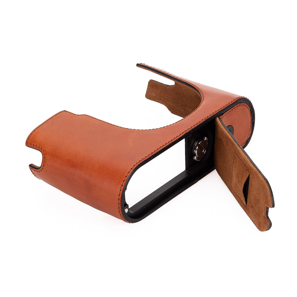 Leica Q3 Genuine Leather Half Case in Cognac - Premium Protection for Your Camera | Perfect for Travel, Street & Professional Photography