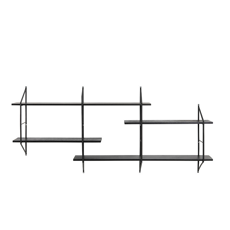 RYDEN 191cm Display Unit - Black & Paulownia Wood TV Stand with Shelves for Living Room, Bedroom, or Office Storage