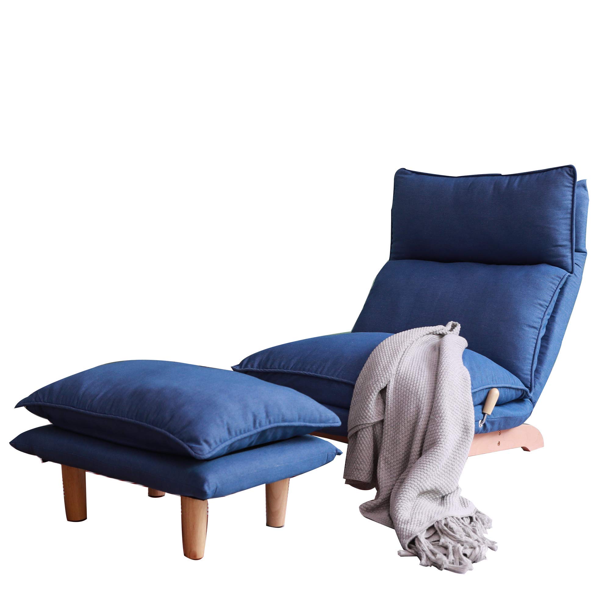 Foldable Reclining Lounge Chair - Adjustable Lazy Sofa for Bedroom, Balcony & Patio | Comfortable Leisure Single Sofa Chair for Reading, Napping & Relaxing