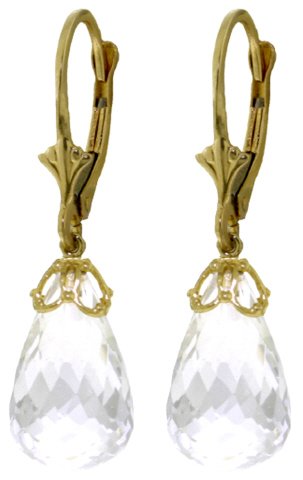 14K Yellow Gold Necklace & Leverback Earrings Set with White Topaz - Elegant Jewelry for Women | Perfect for Weddings, Anniversaries & Special Occasions