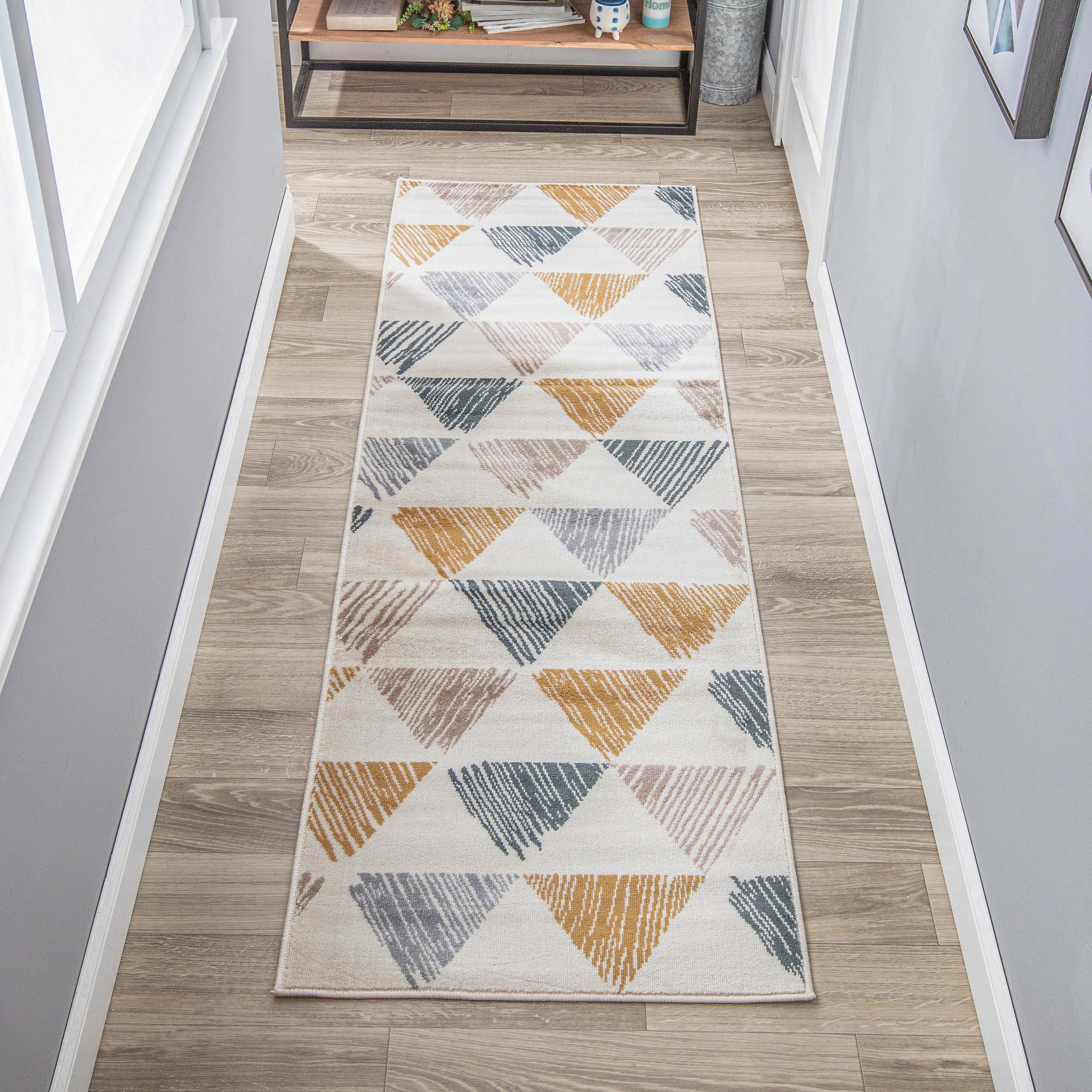 Adrija Modern Geometric Indoor Area Rug - Non-Slip Runner Rug & Door Mat for Living Room, Bedroom, Entryway - Soft & Durable Home Decor