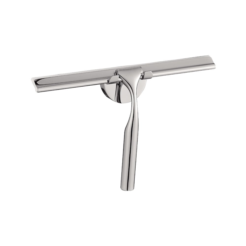 Premium 304 Stainless Steel Shower Squeegee - Wall Mount Bathroom Mirror Wiper & Glass Cleaner, Chrome Euro Style for Shower Doors, Windows, and Tile Surfaces