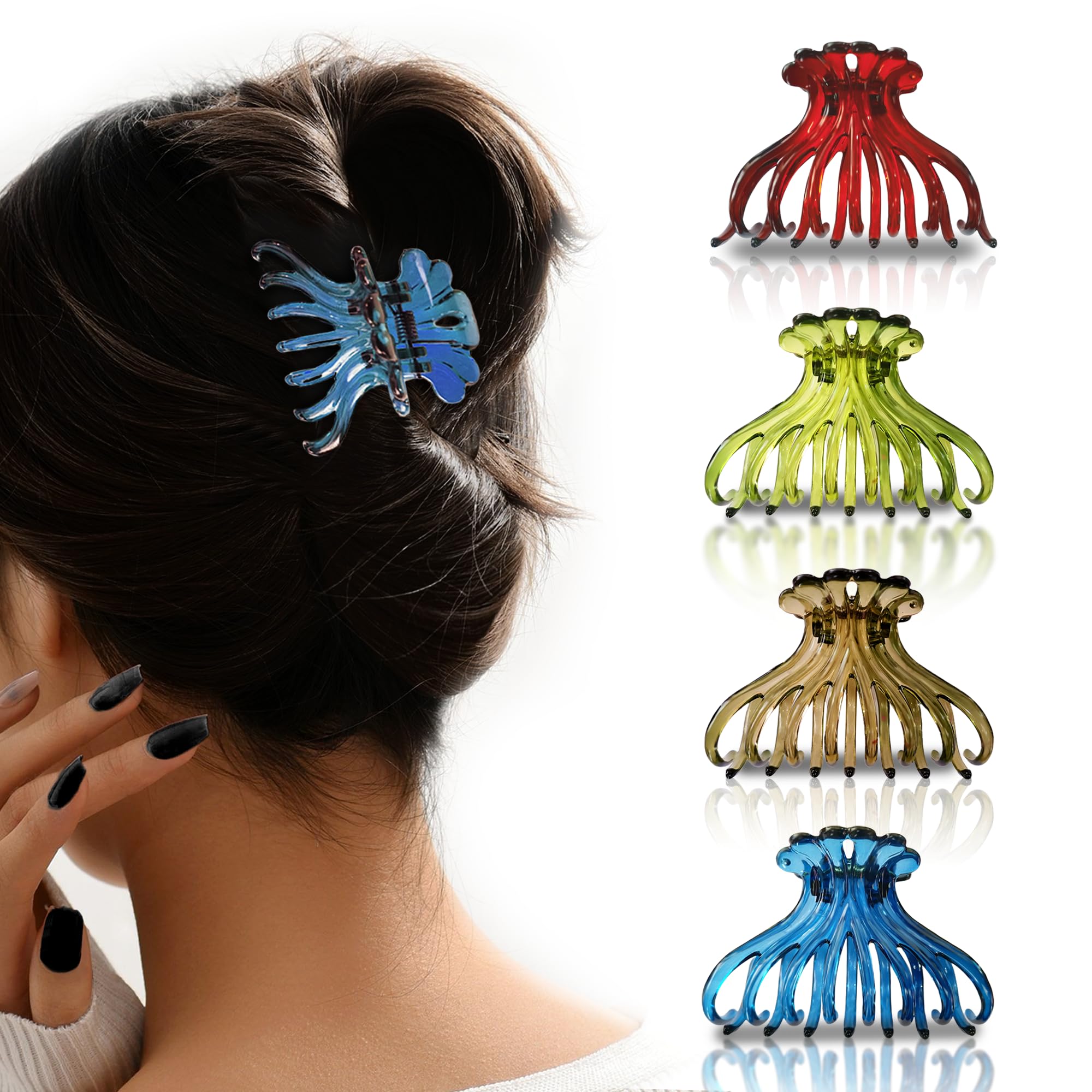 Sanas 4Pcs Butterfly Hair Clips for Women & Girls - Korean Style Hair Accessories, Fancy Claw Clips for Stylish Hairstyles - Perfect for School, Work, Parties & Everyday Wear
