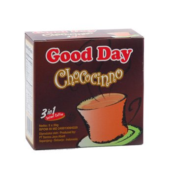 Good Day Chococinno Coffee - 100g (3.52oz) Instant Chocolate Flavor Coffee, Pack of 12 (5ct x 20g) - Perfect for Office, Home & Travel Use