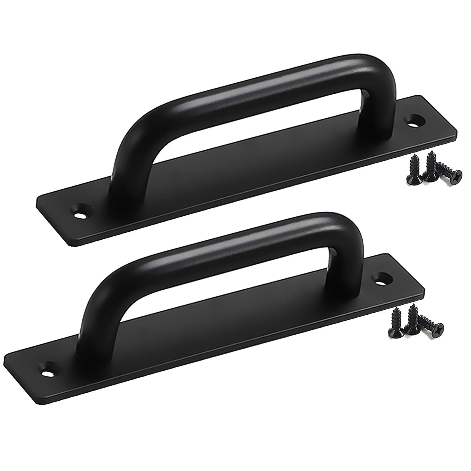 Black Aluminum Alloy Barn Door Handles & Kitchen Cabinet Knobs - Heavy Duty Sliding Door Pull Handles for Balcony, Kitchen, Furniture & Wooden Gates (Ideal for Modern Home & Office Decor)