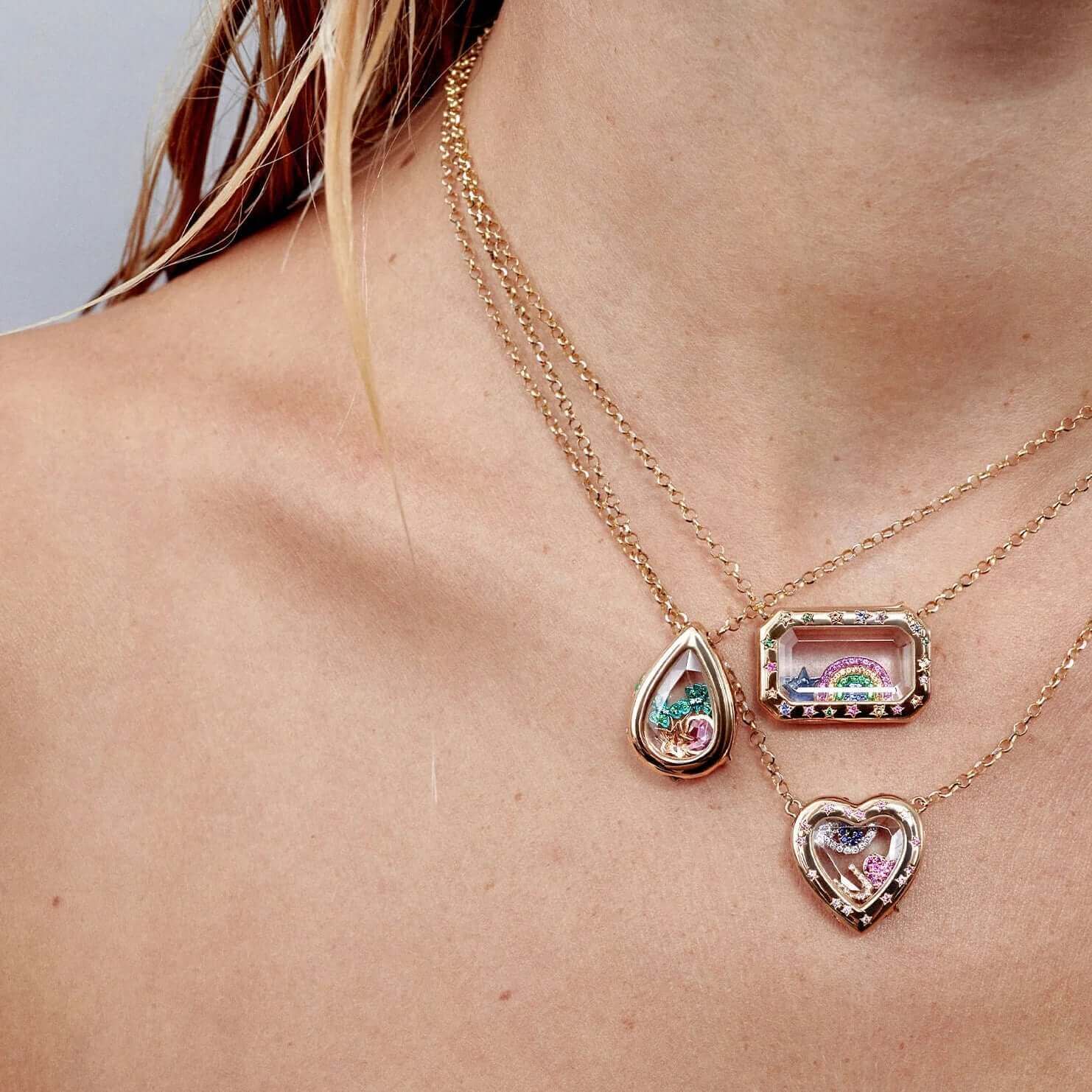 DIY Heart Gold Locket Necklace with Charms - Personalized Photo Pendant Jewelry for Women | JFN202 | Perfect Gift for Valentine's Day, Anniversary & Mother's Day