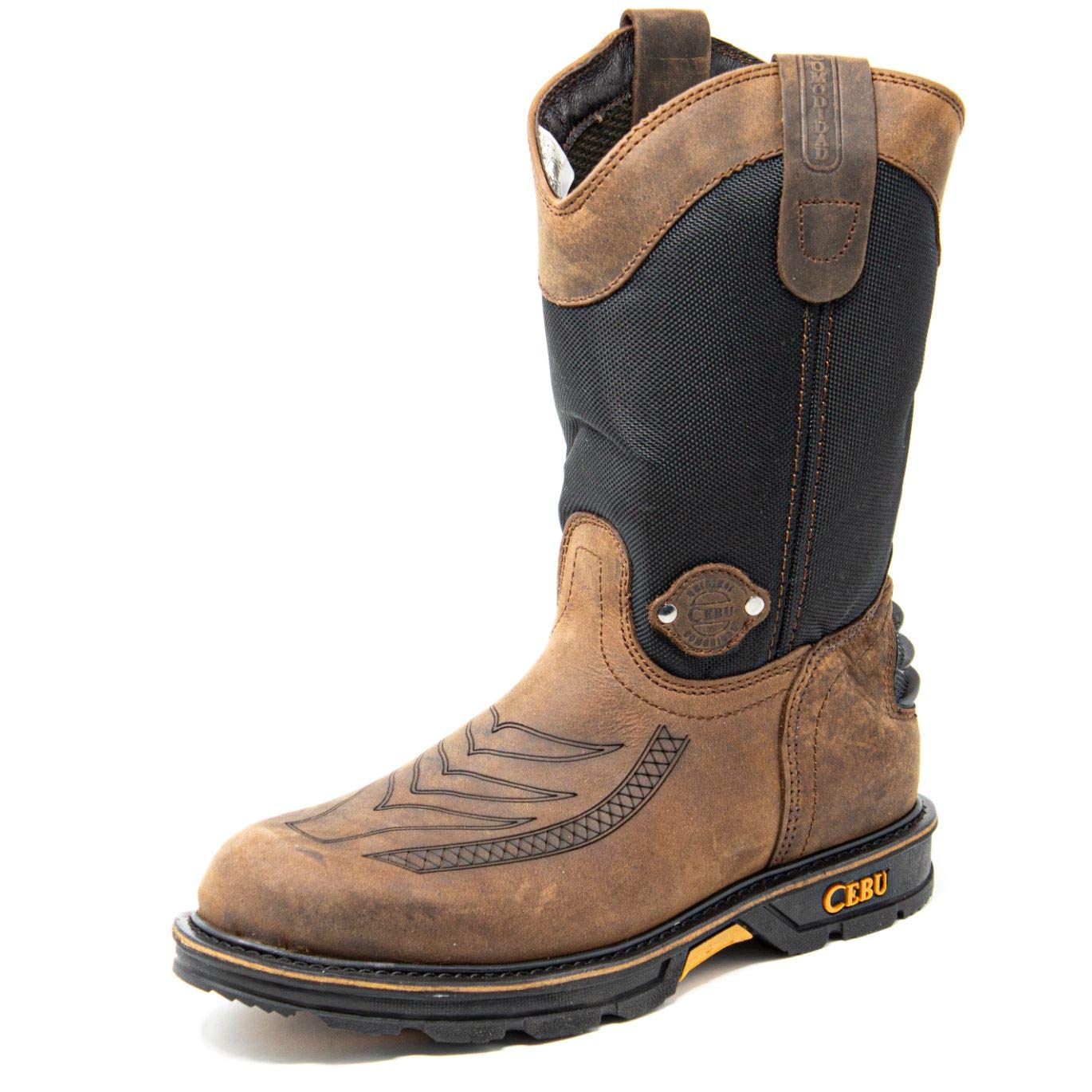 CEBU Men's HL100 Soft Toe Work Boots - 10 Inch Pull-On, Breathable Heavy Duty Safety Shoes, Oil & Acid Resistant - Ideal for Warehouse, Utility, Manufacturing & Construction Workers
