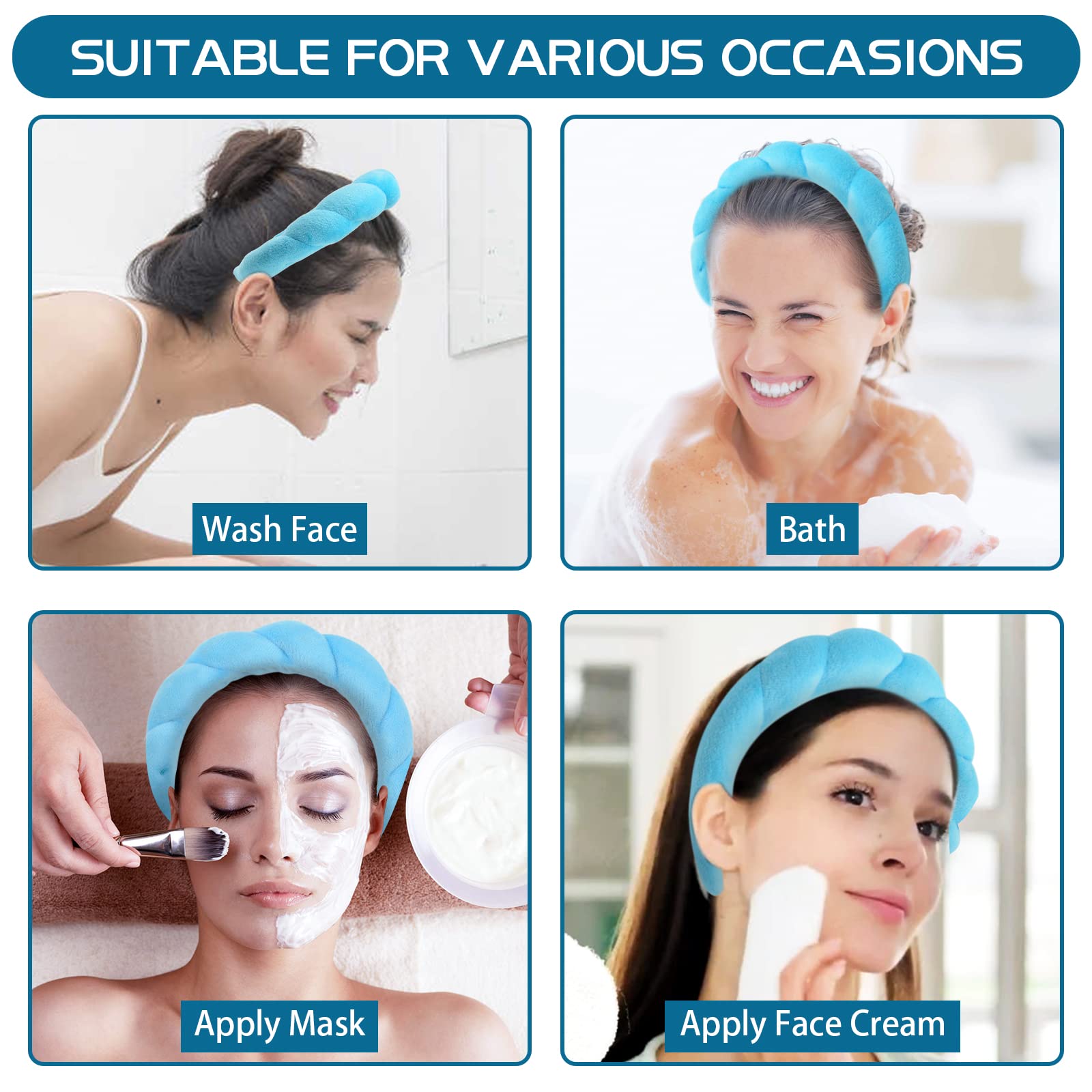 Pipihome Soft Puffy Cloud Spa Headband for Women - Gentle Face Washing & Skincare Hair Band - Perfect for Makeup, Facial Routine & Relaxation at Home - Ideal Gift for Her