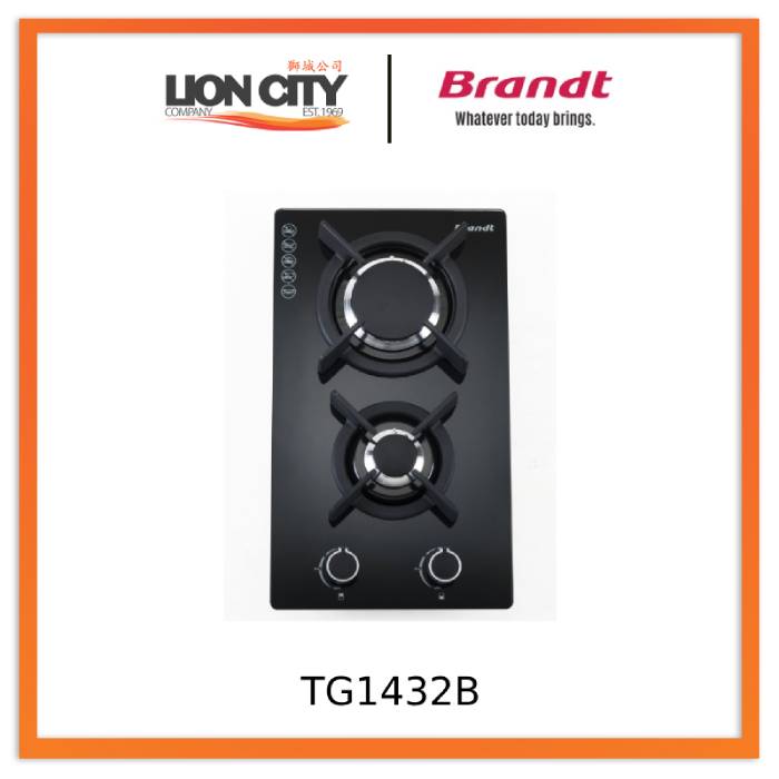 Brandt TG1432B 30cm 2 Burners Built-In Gas Hob - Premium Stainless Steel Cooktop for Modern Kitchens | Perfect for Small Spaces & Apartments