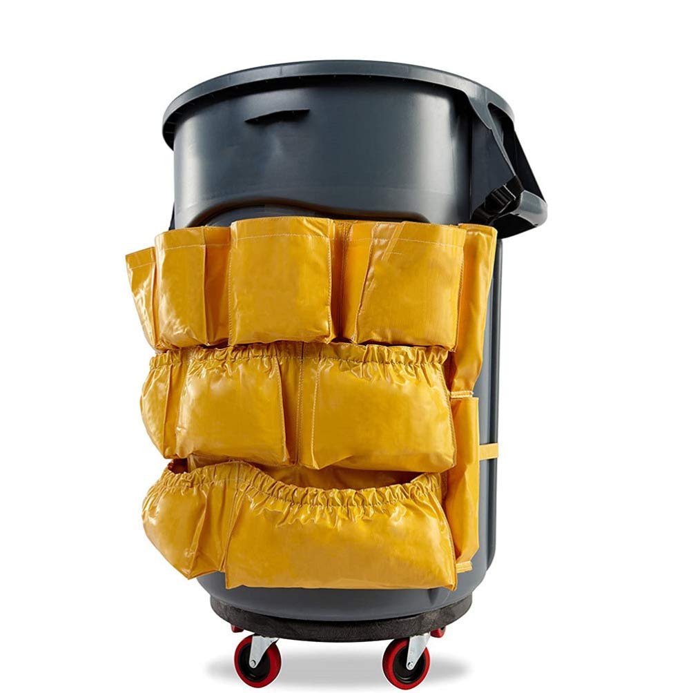 Hemobllo Multi-Pocket Vinyl Trash Bin Tool Bag - Durable Yellow Garbage Can Liner for Maid Cleaning, Waste Disposal & Household Use | Perfect for Kitchen, Bathroom & Outdoor Cleaning