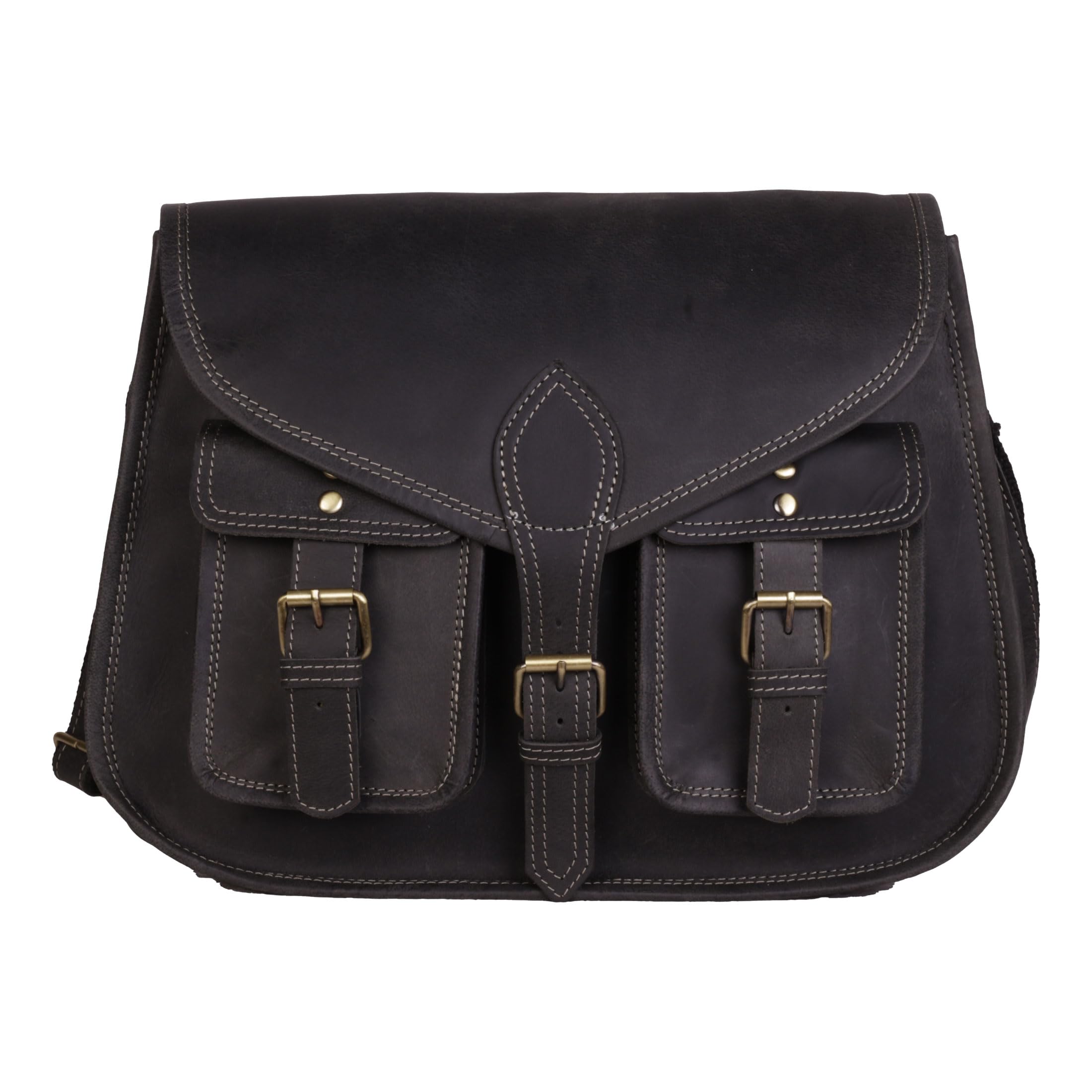 14 Inch Genuine Leather Purse for Women - Stylish Shoulder Bag & Crossbody Satchel - Ladies Tote Handbag for Travel, Work & Everyday Use