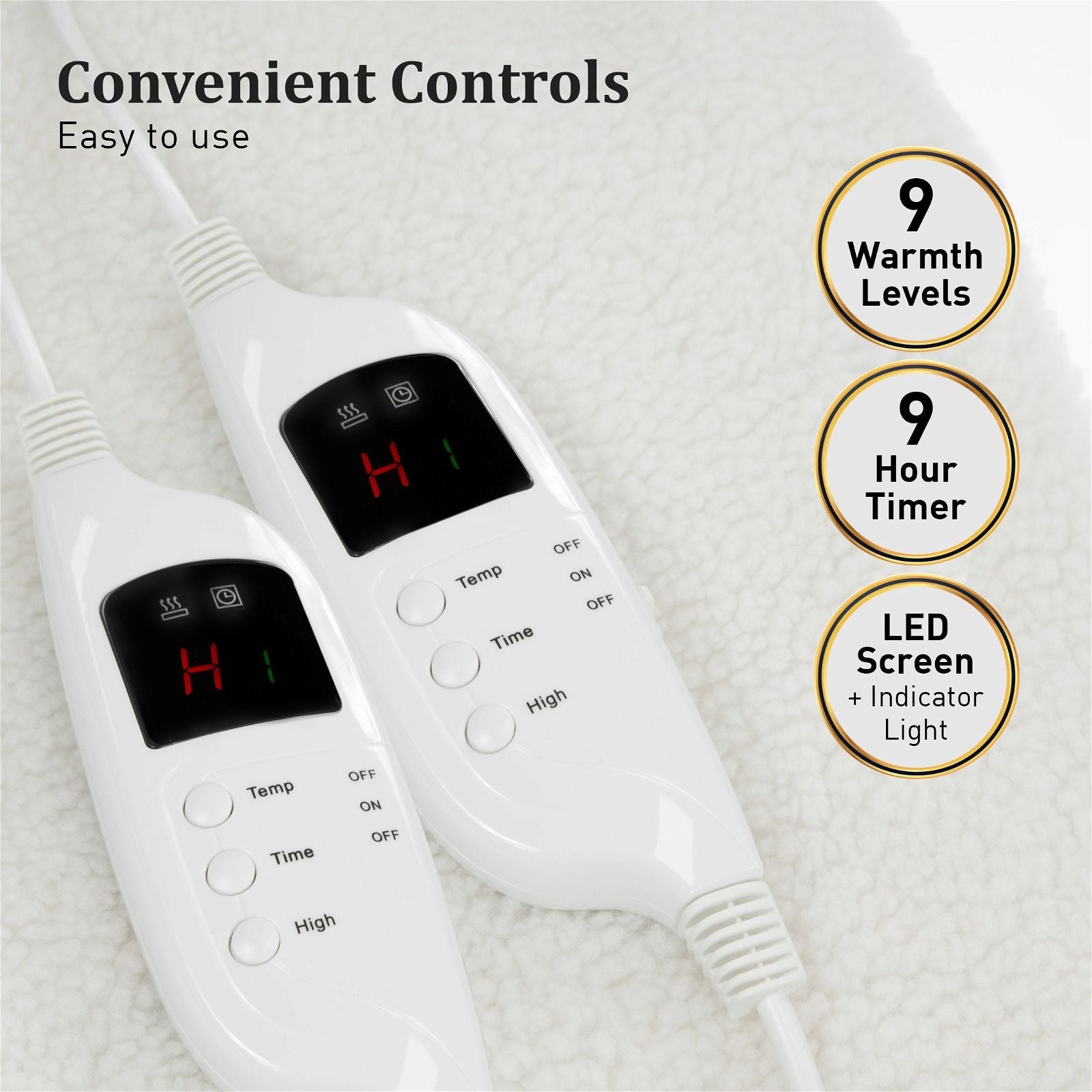 Laura Hill Electric Heated Blanket - Queen Size Fleece Warming Blanket with 9 Heat Levels & Auto Shut-Off - Perfect for Cold Winter Nights & Cozy Bedroom Comfort