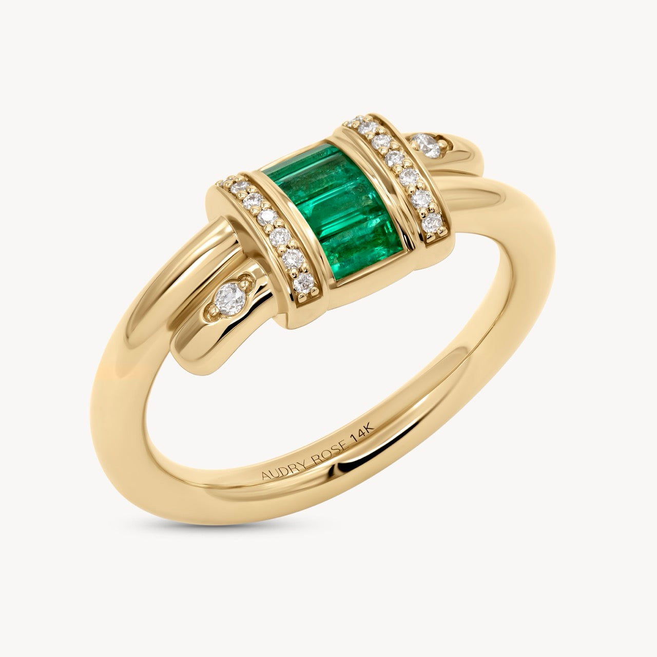 Vaulted Emerald Latch Ring - Elegant Green Gemstone Statement Jewelry for Women | Perfect for Weddings, Parties & Special Occasions