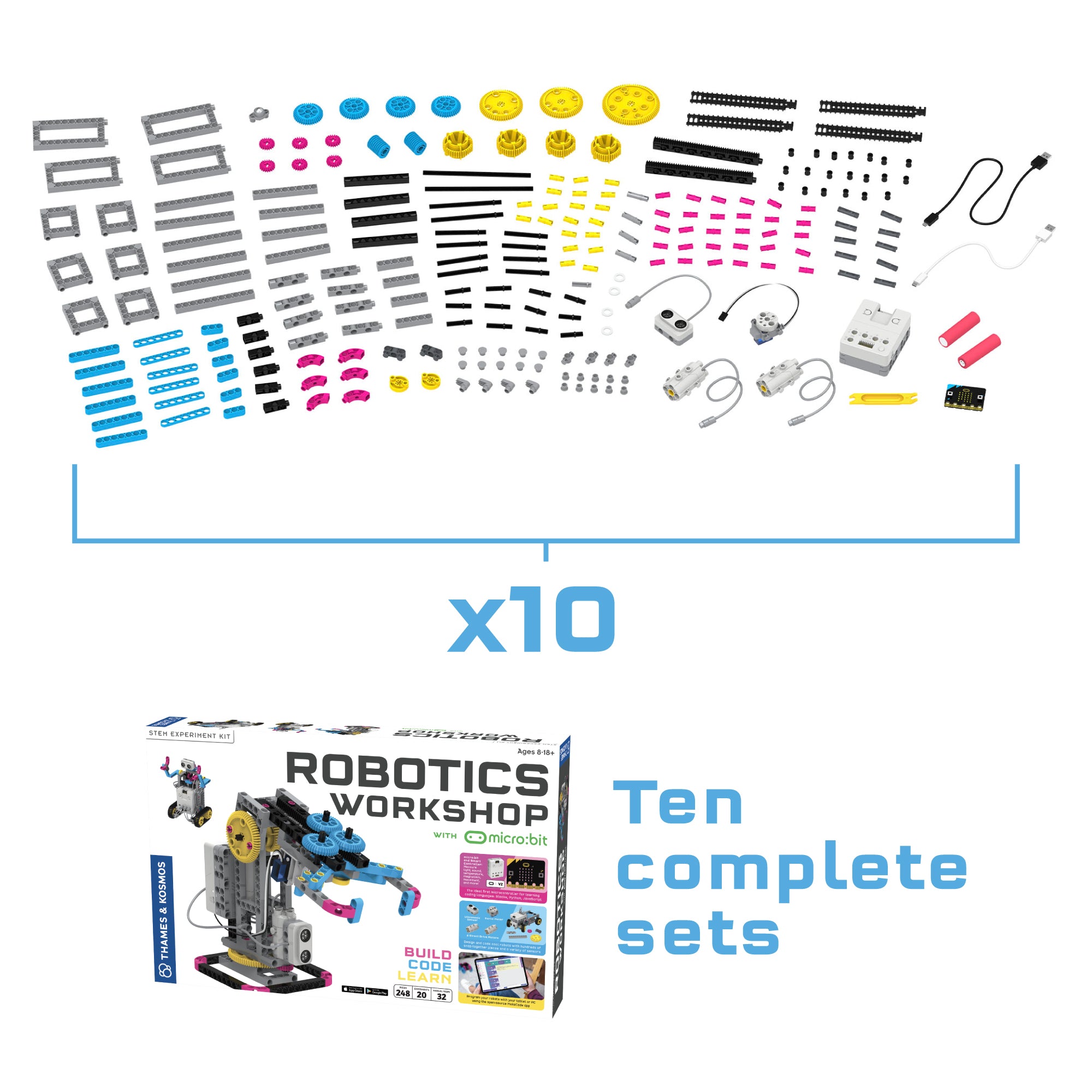 Micro:Bit Robotics Workshop Classroom Bundle - 10 Pack STEM Learning Kit for Kids | Coding, Electronics & Engineering Projects | Perfect for Schools, Makerspaces & Homeschooling