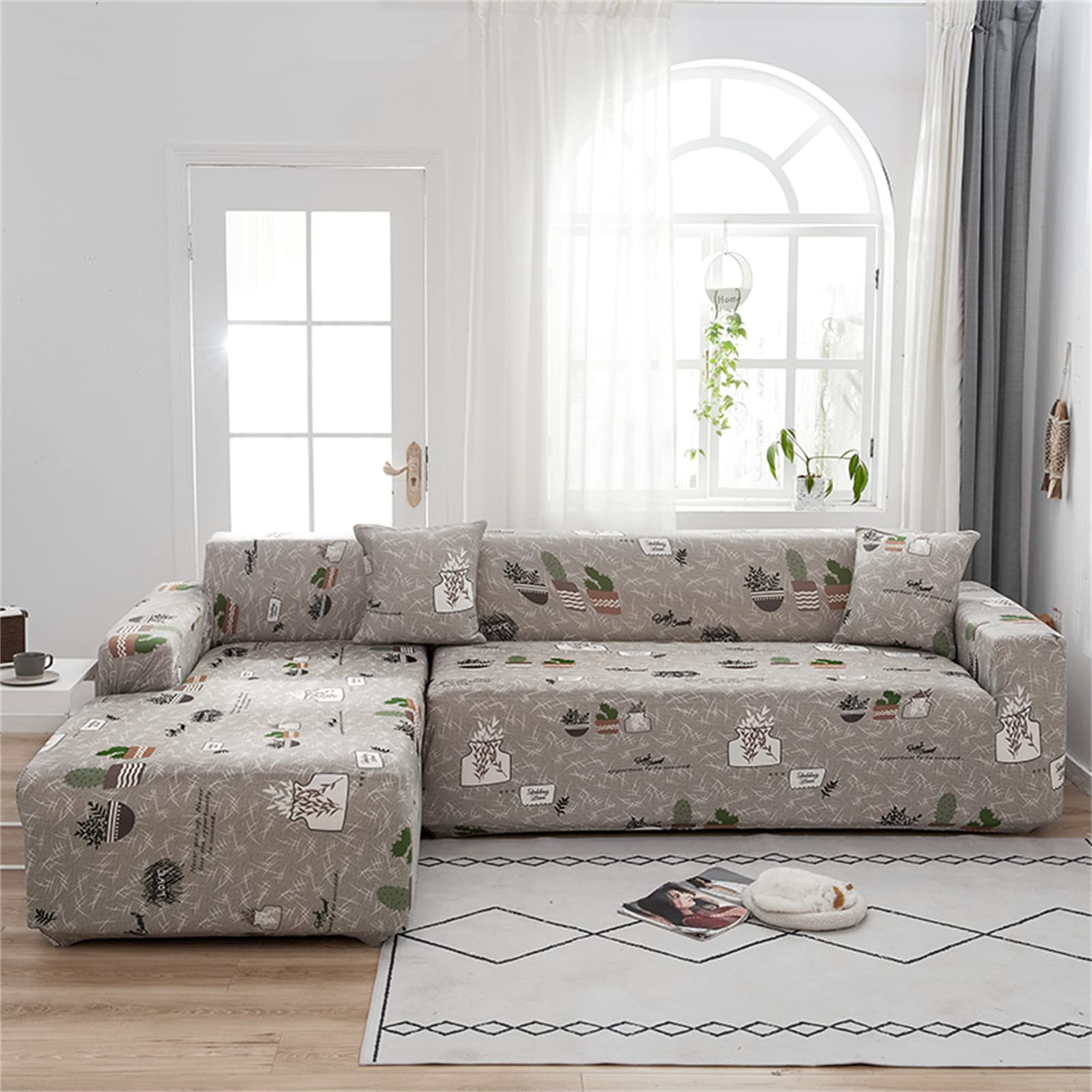 VAPMIX Stretch L-Shaped Sofa Cover - Elastic Corner Couch Slipcover for Living Room (235-300cm) - Perfect for Pet Protection, Spill Resistance & Furniture Renewal