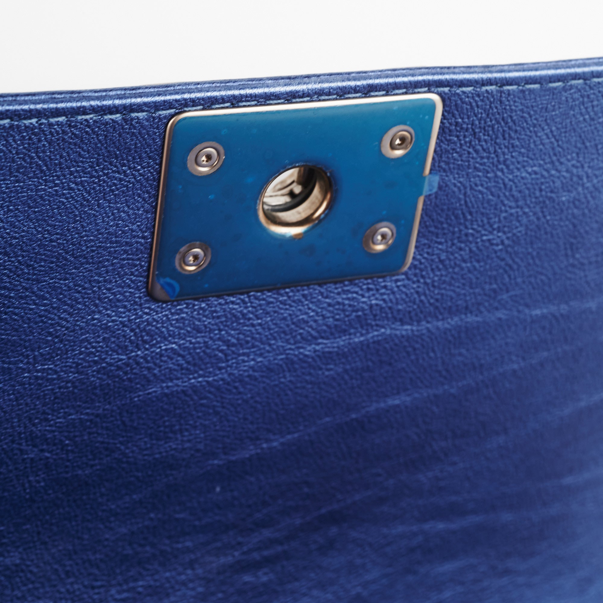 Chanel Old Medium Boy Bag in Metallic Blue - Luxury Leather Crossbody Bag for Women | Perfect for Parties, Date Nights & Special Occasions
