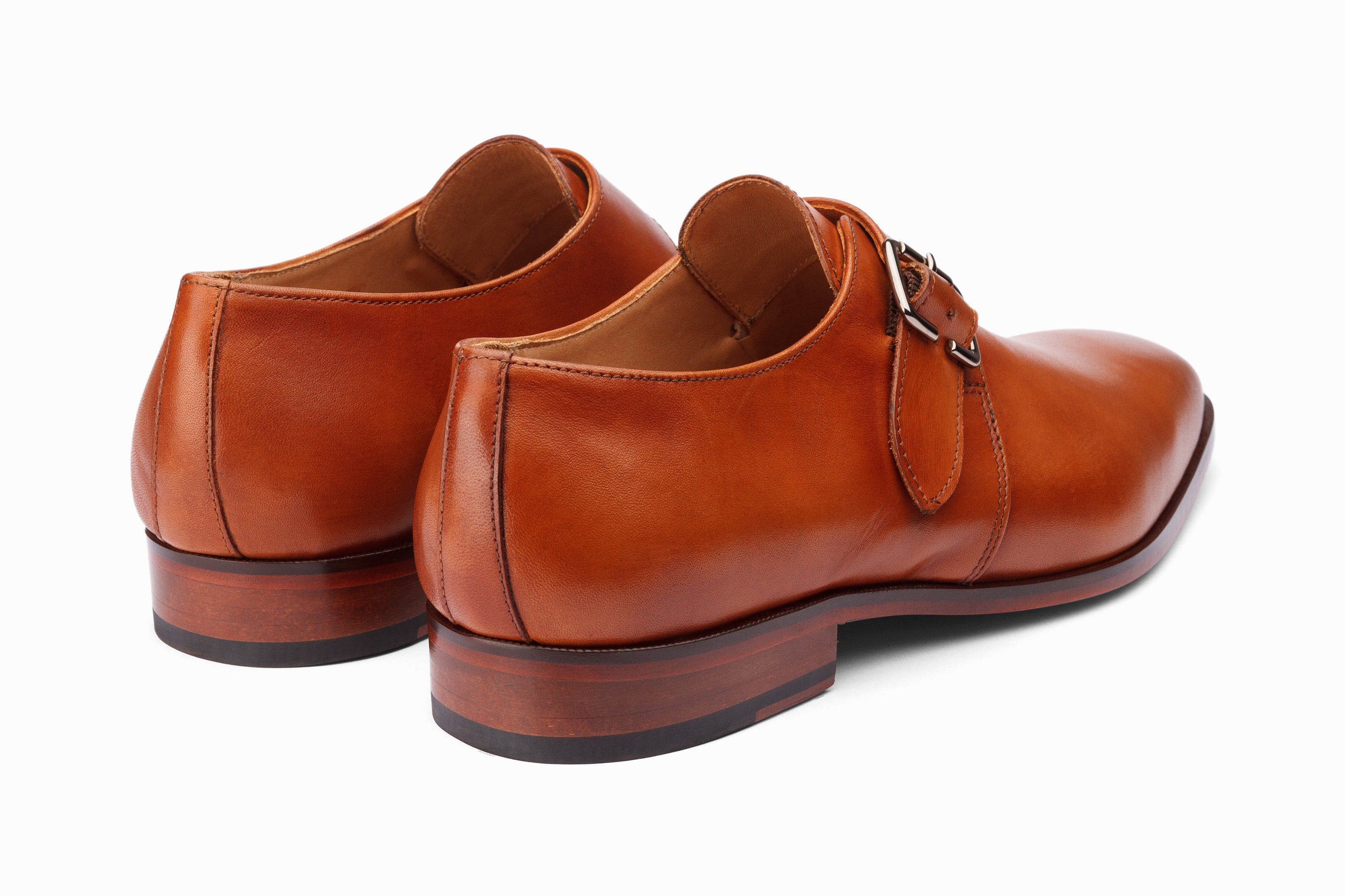 Men's Single Monkstrap Dress Shoes in Tan - Classic Formal & Business Attire for Weddings, Office & Special Occasions