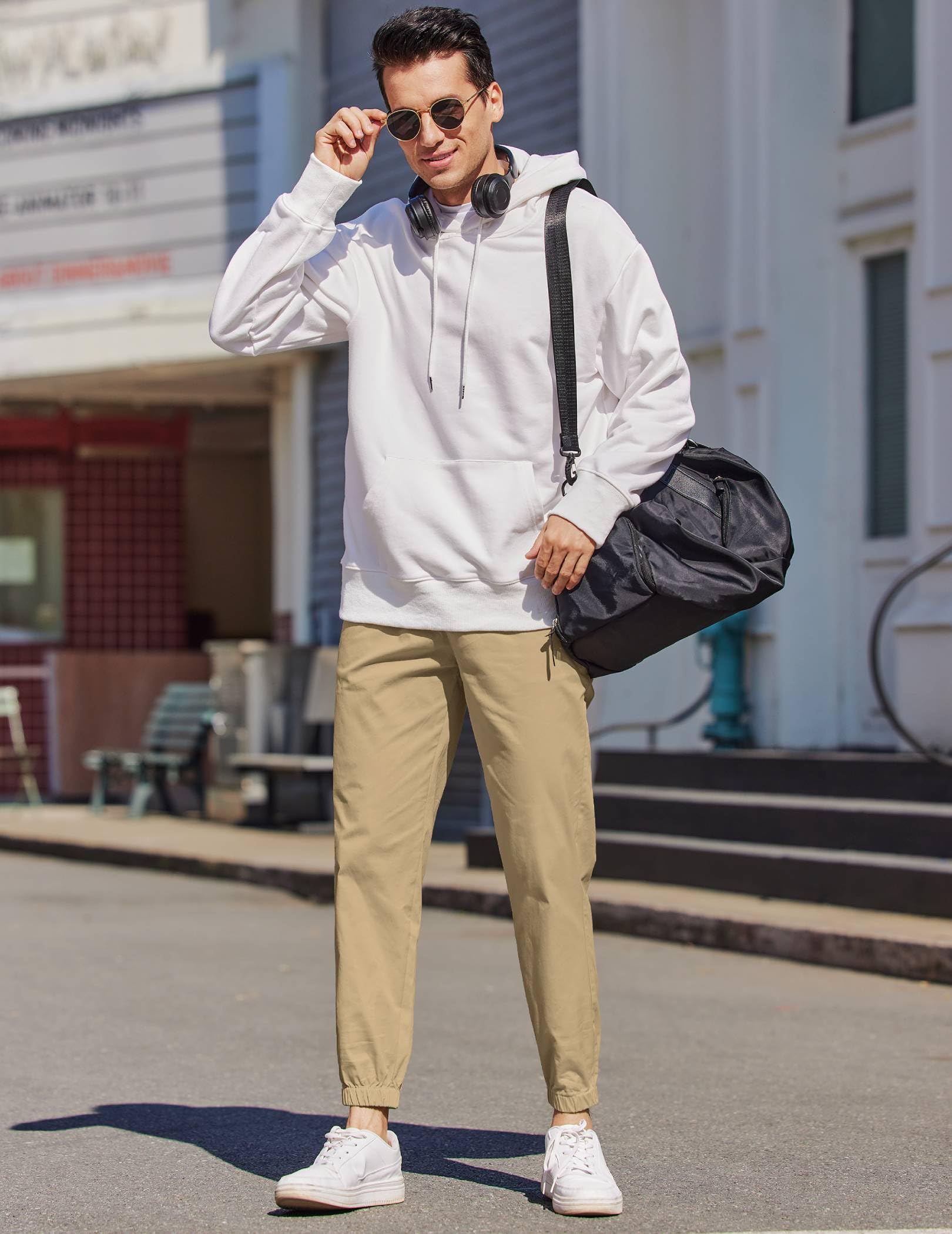 **COOFANDY Men's Casual Joggers - Cotton Elastic Waist Drawstring Cargo Pants for Hiking, Outdoor, Workout & Lounge Wear**    (Note: This optimized title includes keywords like 