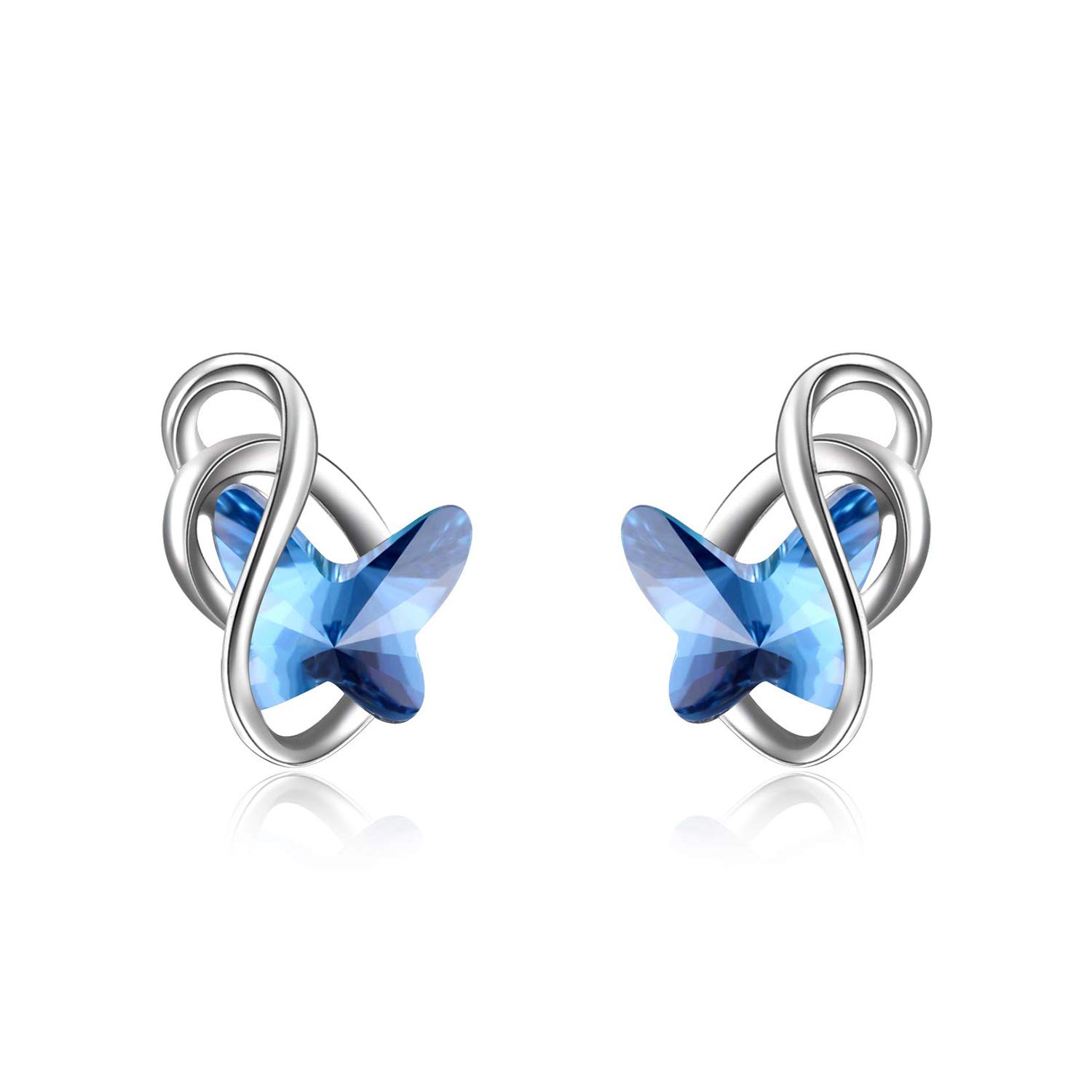 Hypoallergenic Sterling Silver Infinity Butterfly Stud Earrings with Austrian Crystals - Elegant Jewelry Gift for Women, Perfect for Anniversaries, Birthdays & Everyday Wear