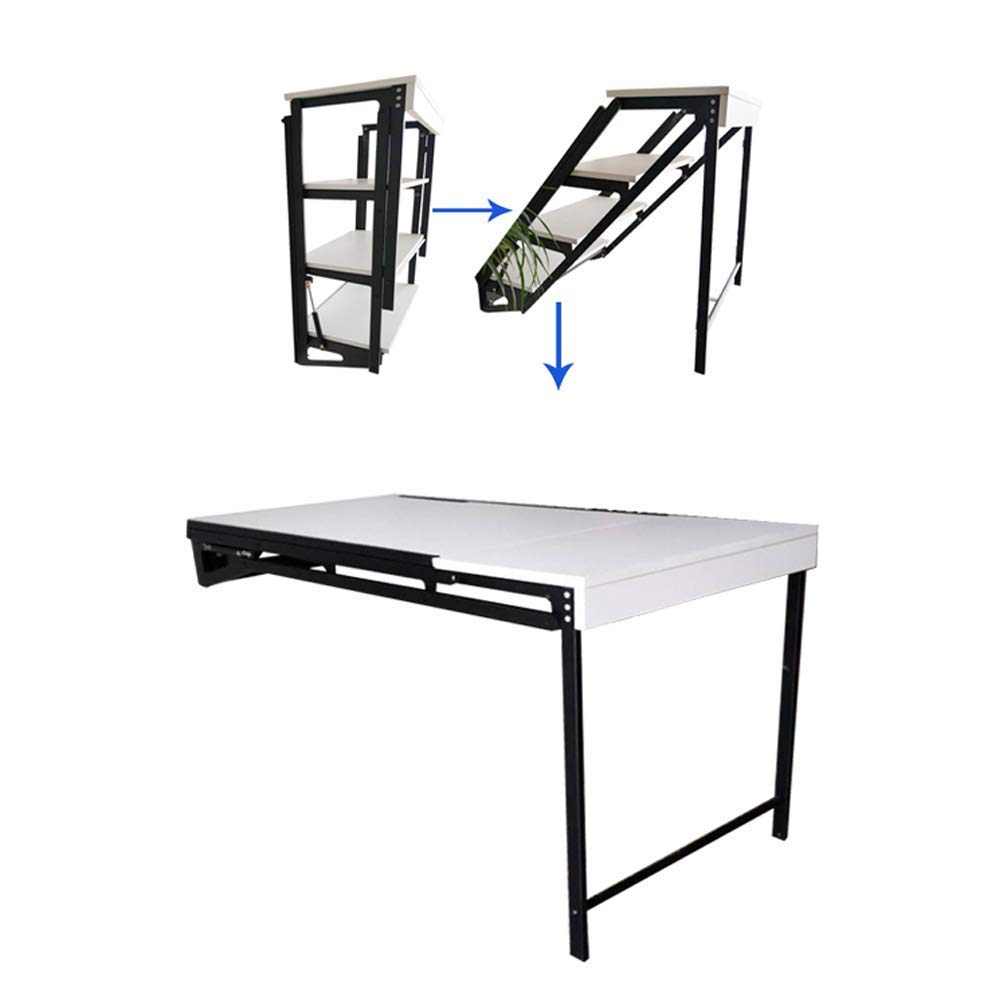 JHSHENGSHI Wall Mounted Folding Desk - Space Saving Convertible Computer Desk with Large Storage Shelf for Home Office, Study & Small Spaces | Multi-Functional Wall Mounted Workstation for Laptops, Writing & Home Organization
