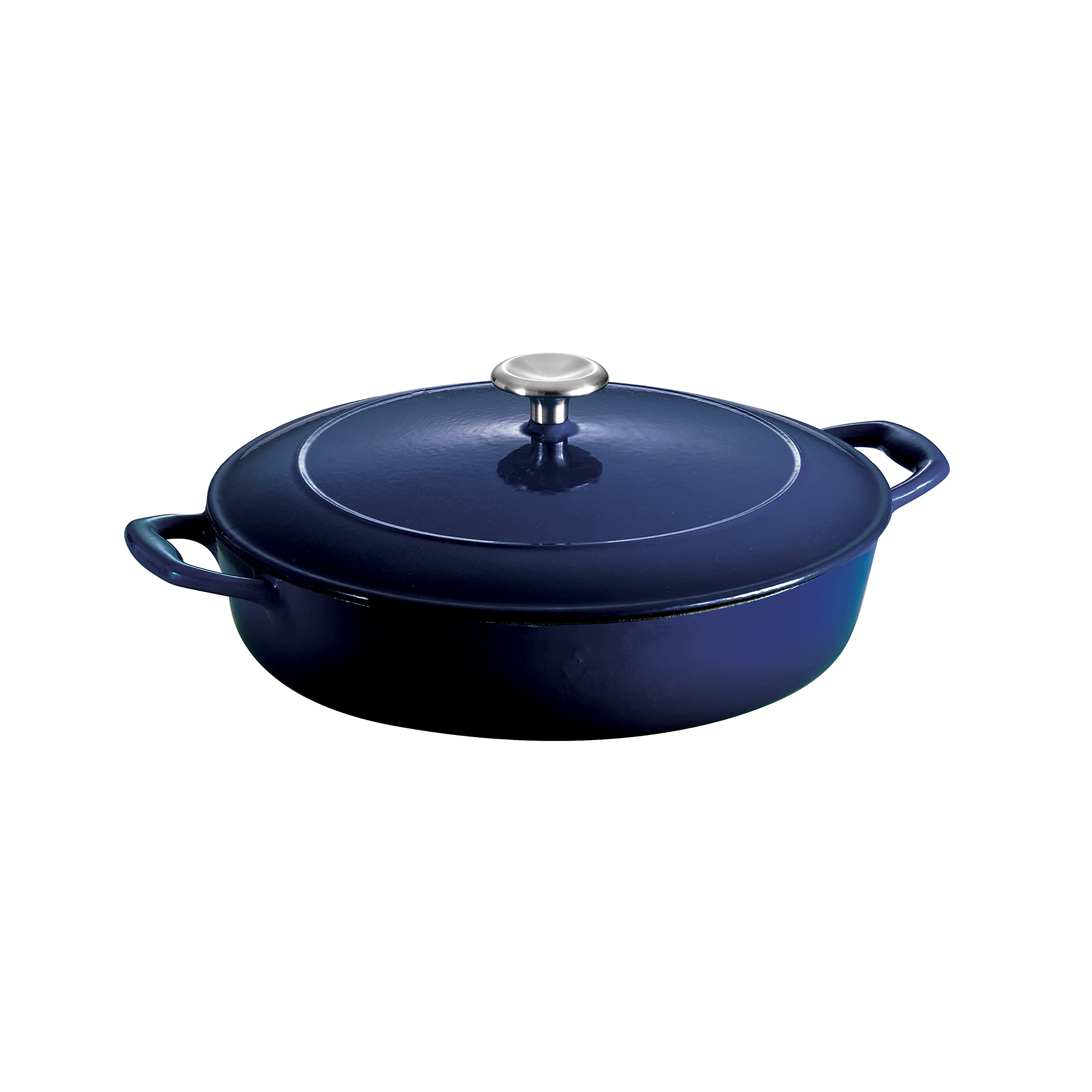 Tramontina 4-Quart Enameled Cast Iron Braiser Pan with Lid - Blue - Perfect for Braising, Roasting & Slow Cooking in Oven or Stovetop