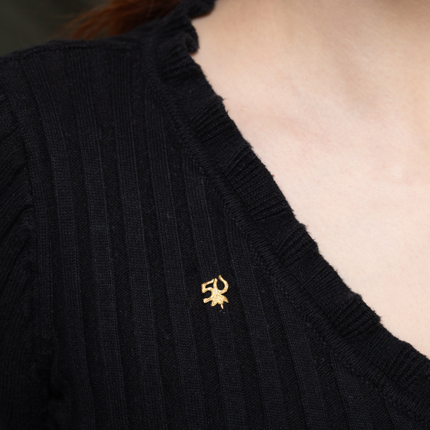 18k Yellow Gold '50' Pin by Cavelti - Elegant Jewelry for Anniversaries, Birthdays & Special Occasions