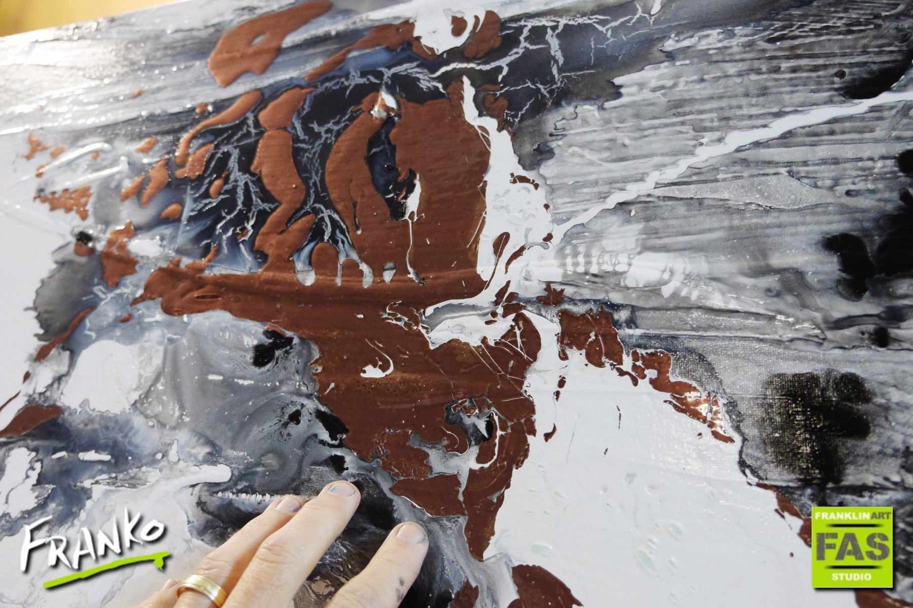 240cm x 100cm Copper White Abstract Painting - Modern Infused Copper Artwork for Living Room, Bedroom & Office Decor