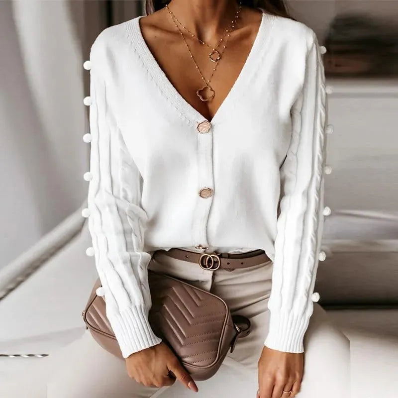 Women's V-Neck Cardigan Sweater - Soft & Stylish Knit Top for Casual Wear, Office & Layering