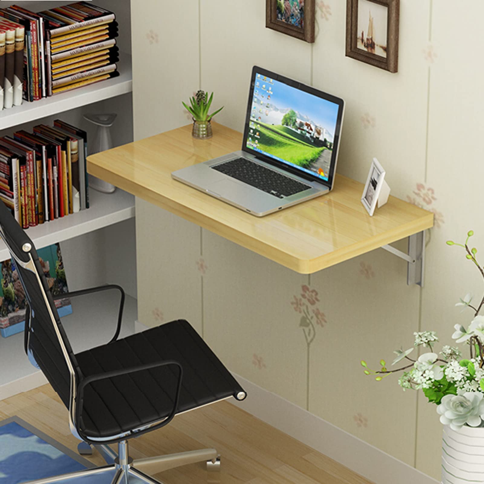 Expandable Solid Wood Drop Leaf Dining Table - Space Saving Wall Mounted Invisible Hanging Table for Small Apartments | Multifunctional as Computer Desk, Breakfast Nook & Home Office Workstation