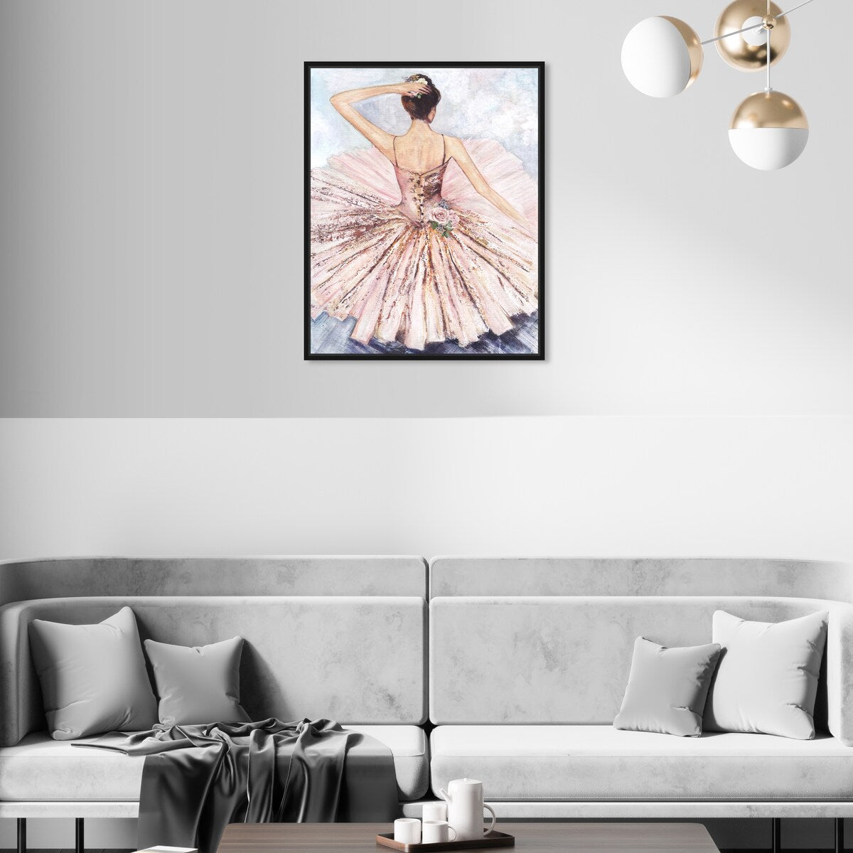 Ballet Dancer Tutu Glam Pink Framed Canvas Wall Art Print - Elegant Roses Inspired by Ballet - Perfect for Living Room, Bedroom & Dance Studio Decor