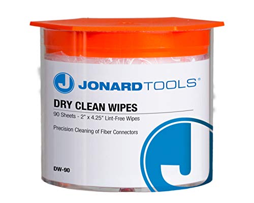 Jonard DW-90 Dry Wipes - 90 Pack for Fiber & Electronics Cleaning - Perfect for Connectors & Components