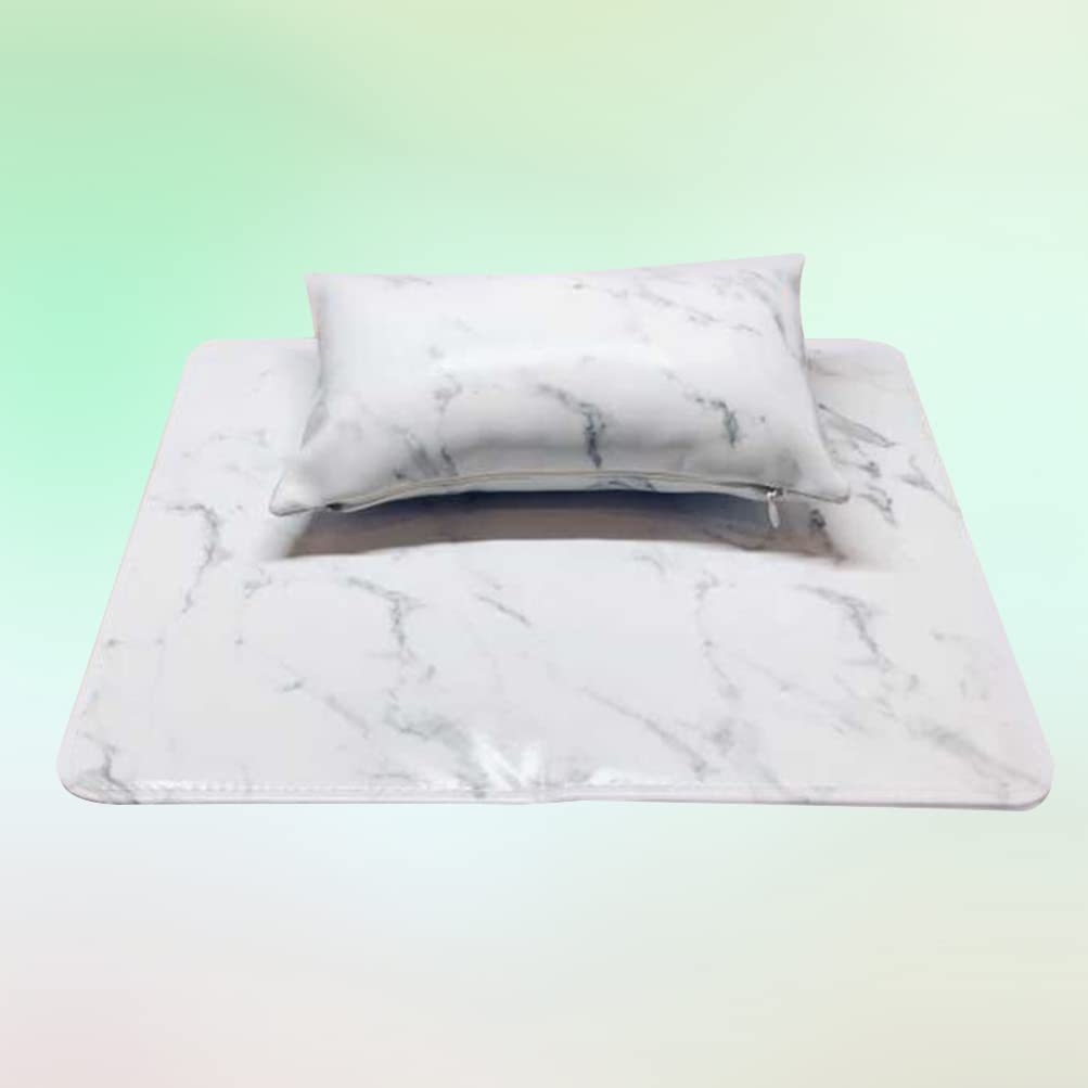 EXCLUZO Nail Hand Rest Cushion - Salon Hand Holder & Arm Support Pillow for Manicure, Pedicure & Nail Art - Comfortable White Marbling Design - Perfect for Nail Salons, Home Spa & Professional Nail Technicians