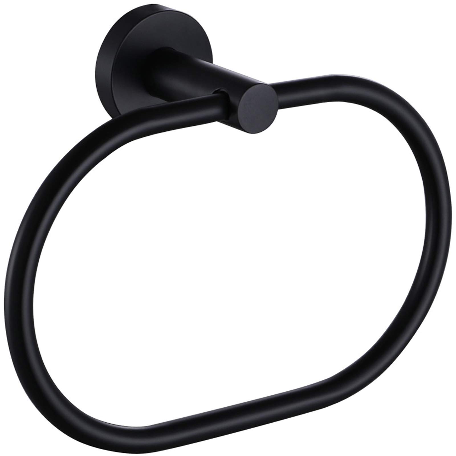 Suyar Matte Black Towel Ring - Stainless Steel Modern Swivel Hand Towel Holder for Bathroom Wall - Oval Shape Bathroom Accessory - Perfect for Powder Rooms, Guest Baths & Spa-Style Showers