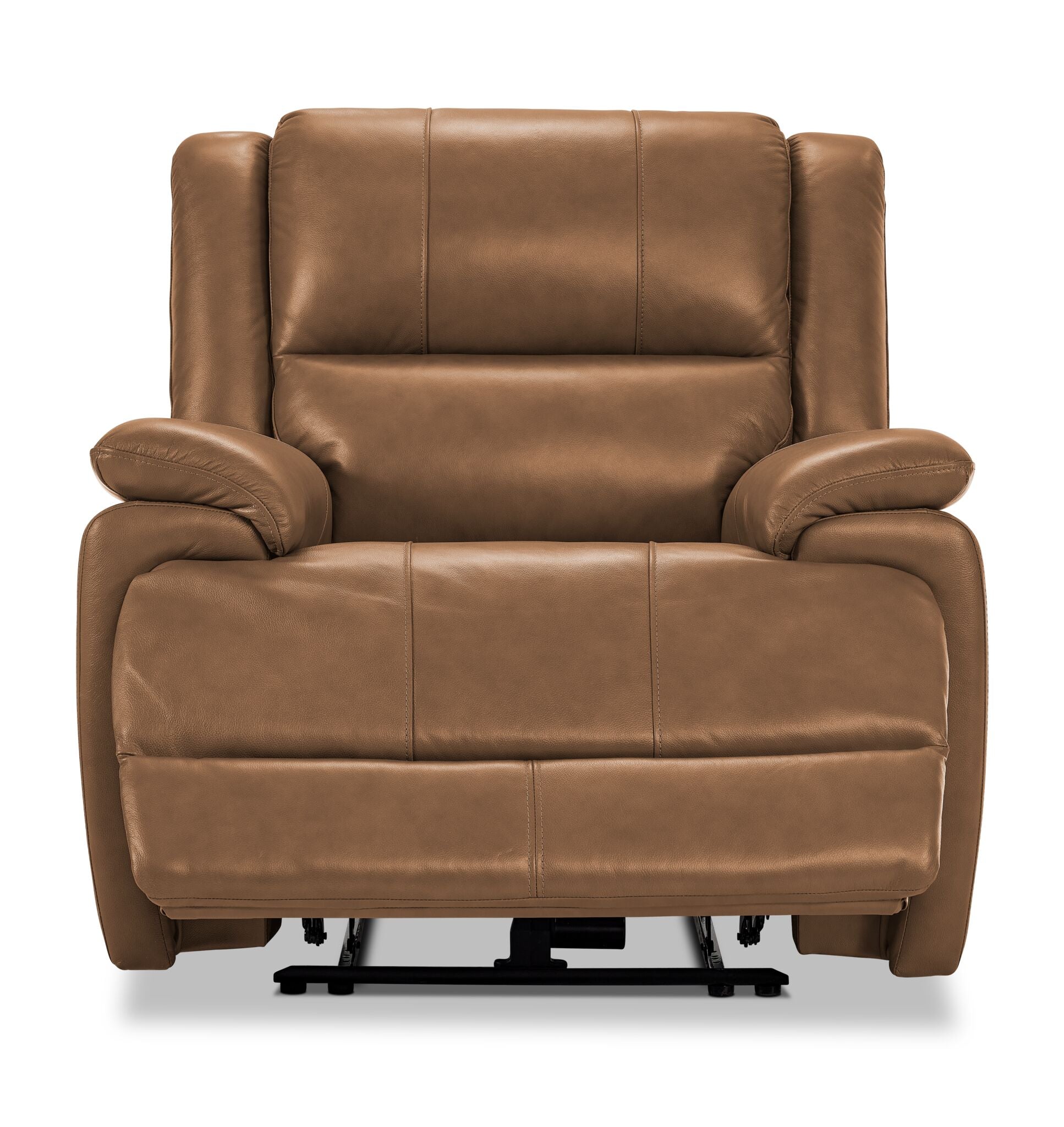 Allie Leather Dual Power Recliner Chair - Adjustable Electric Reclining Sofa with Massage & Heat Function, Canyon Brown - Perfect for Living Room, Home Theater & Office Relaxation
