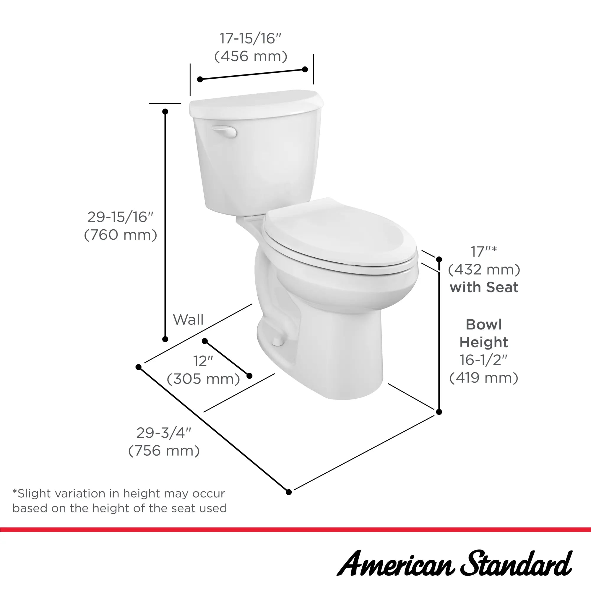 Colony® 3 Two-Piece 1.28 GPF/4.8 LPF Elongated Chair Height Toilet Bowl (Seat Not Included) - Perfect for Modern Bathrooms, Small Spaces & ADA Compliant Installations