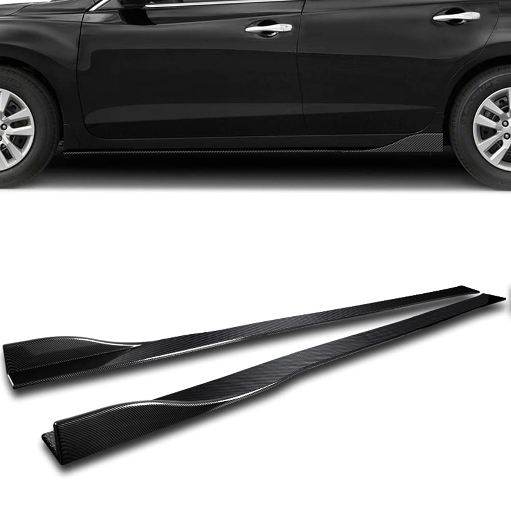 9-Piece Front Bumper Lip Kit & Side Skirt Extensions Diffuser Set for 2010-2013 Infiniti G37 Sedan 4DR | ABS Plastic Painted Carbon Fiber Style | Enhances Aerodynamics & Sporty Look | Perfect for Car Enthusiasts & Street Racing