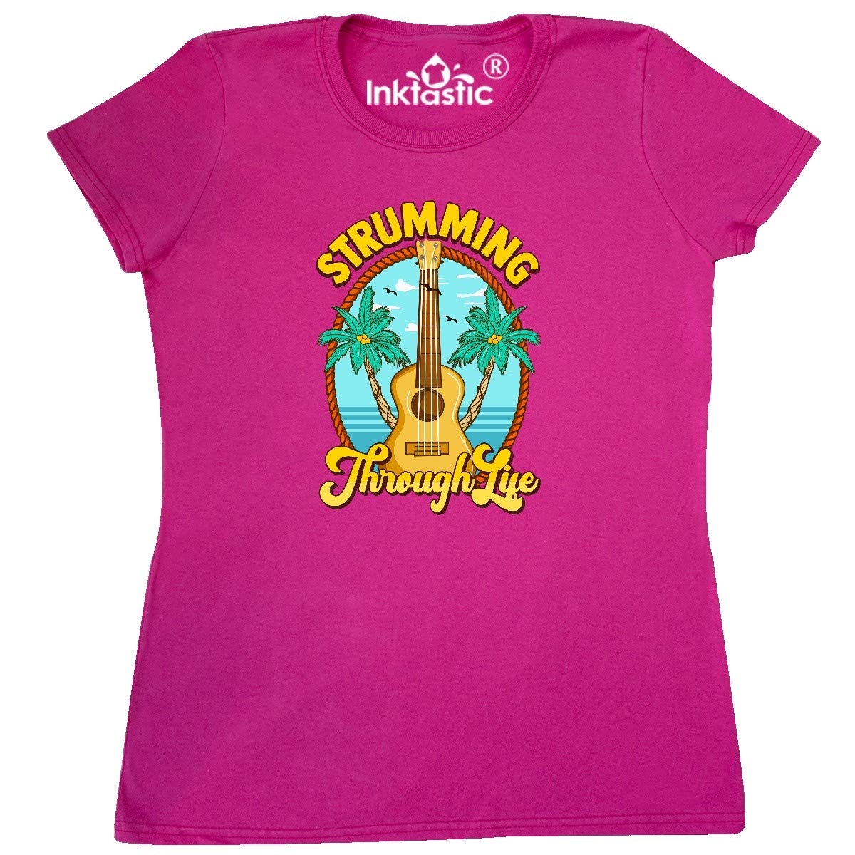 Inktastic Ukulele Hawaiian Music Gift Women's T-Shirt - Perfect for Beach Parties, Music Festivals & Tropical Vacations