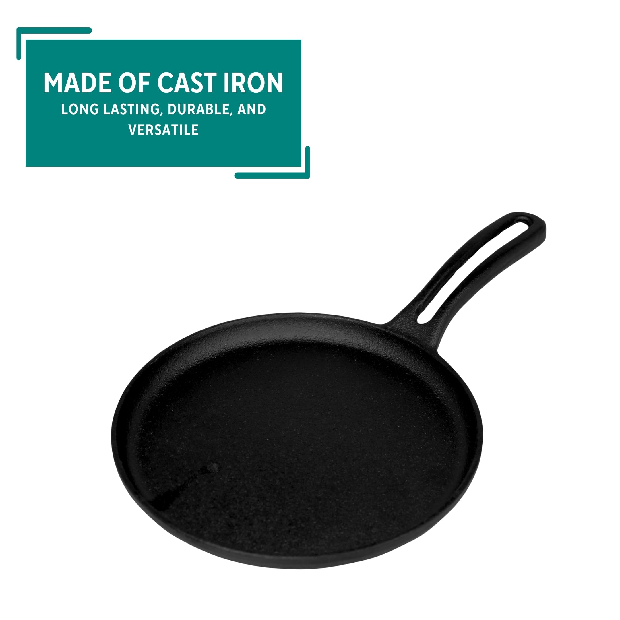 6 Inch Cast Iron Preseasoned Mini Griddle - Perfect for Stovetop, Camping & Small Kitchen Cooking