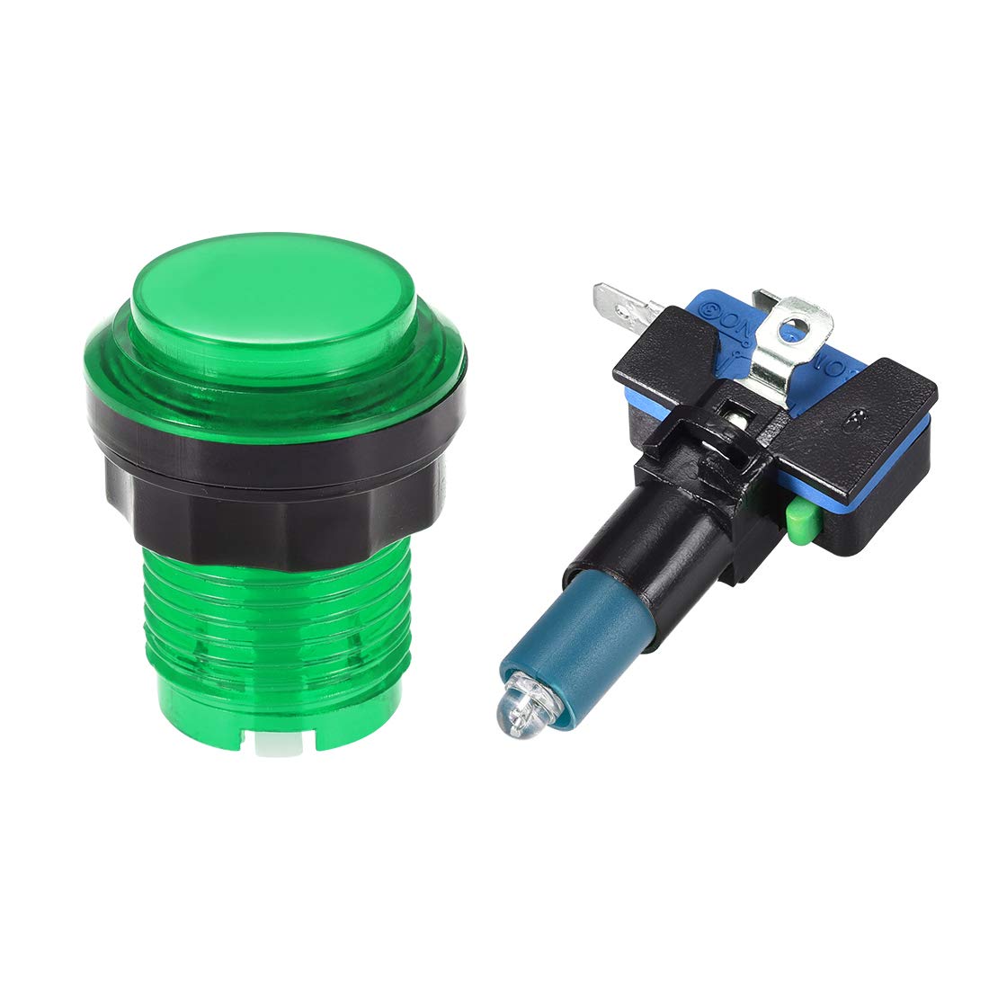 uxcell 33.5mm Round 12V LED Illuminated Arcade Push Button Switch with Micro Switch - Green (6 Pack) for Video Games, DIY Cocktail Cabinets & MAME Controllers