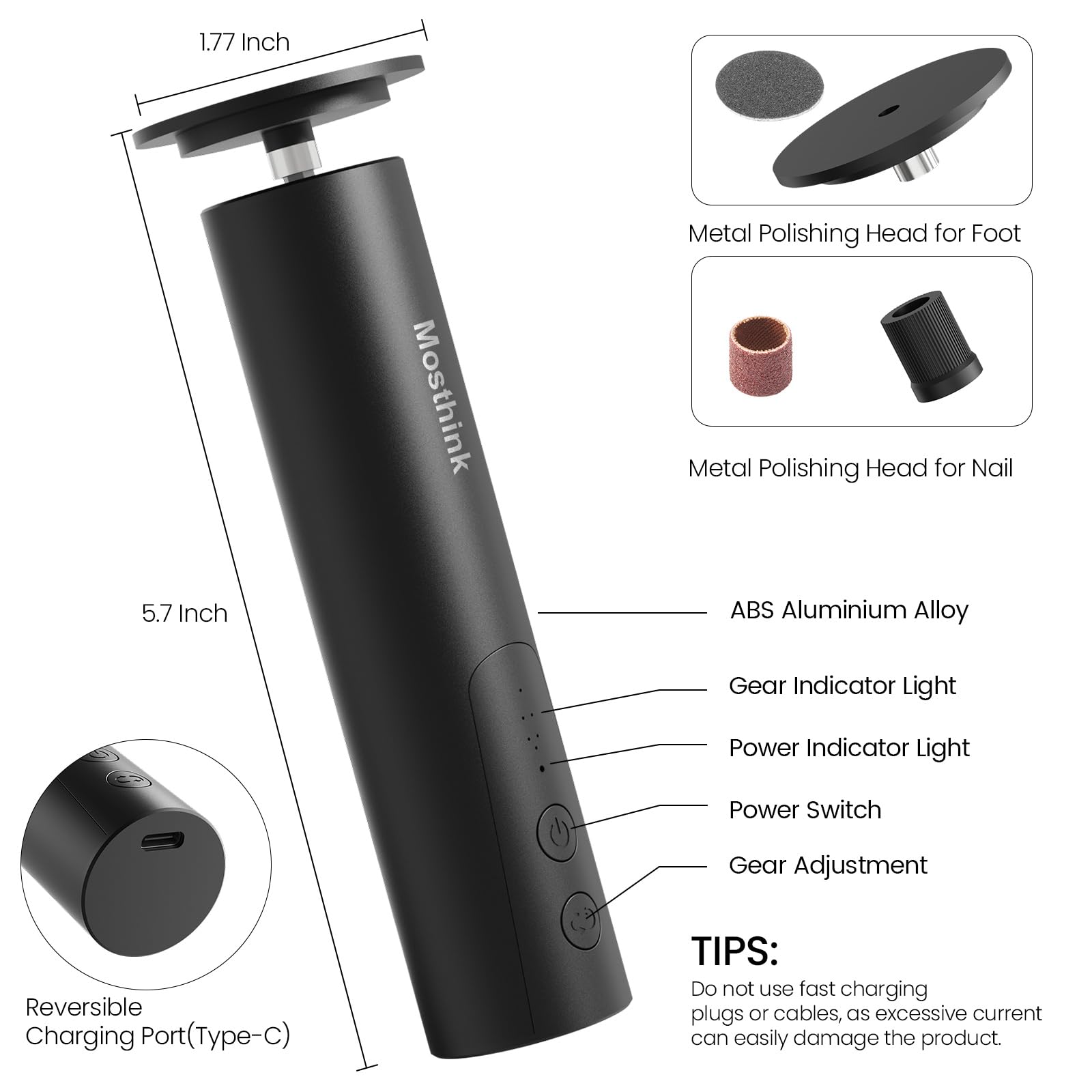 Electric Callus Remover & Foot File - Rechargeable 2-in-1 Pedicure Tool for Dry Dead Skin Removal, 6 Adjustable Speeds with Sandpaper Disks | Professional Foot Care for Smooth Heels & Soft Feet at Home