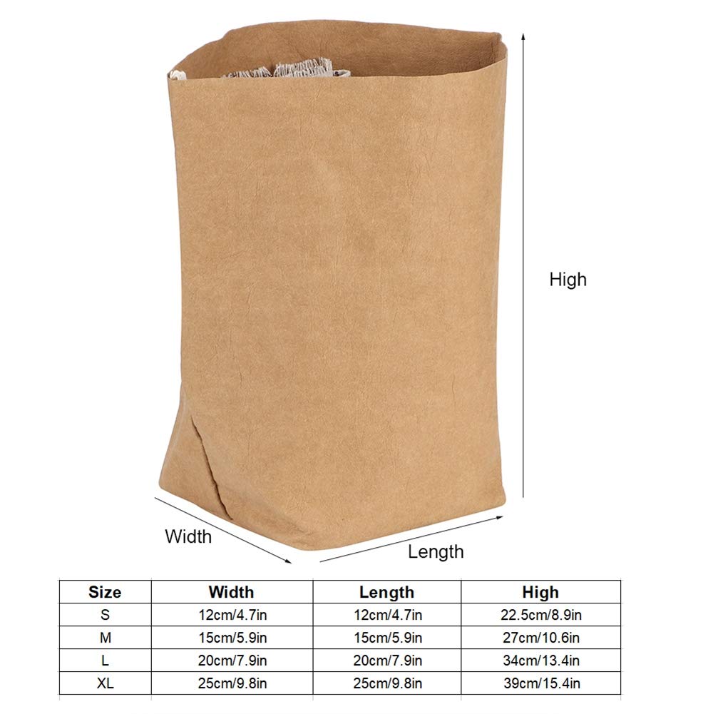 Eco-Friendly Brown Paper Storage Bag - Large Washable for Closet, Kitchen & Flower Pots