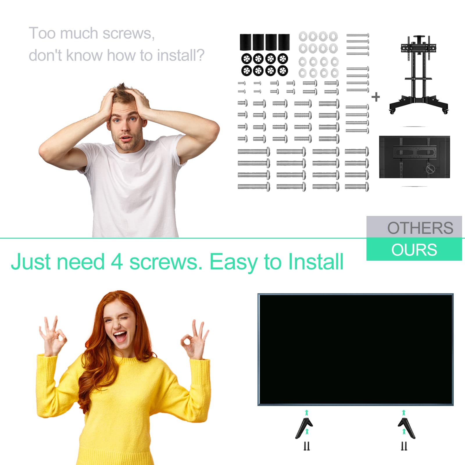 Universal TV Stand Screws and Washers Kit - Compatible with Westinghouse, JVC, Pioneer, Philips, Roku TV Mounts - Includes Screws & Washers for Secure TV Leg Installation - Perfect for Home Theater Setup and TV Mounting Projects