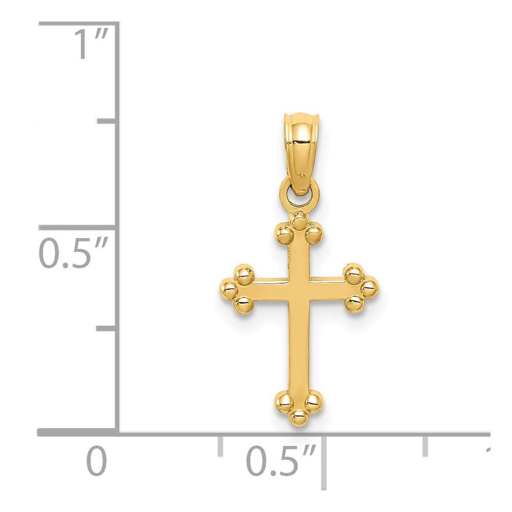 14k Yellow Gold Dainty Budded Cross Pendant for Everyday Wear